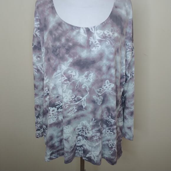 J Jill Pure Jill Floral Shirt Long Sleeve Tee Boxy - Picture 3 of 10